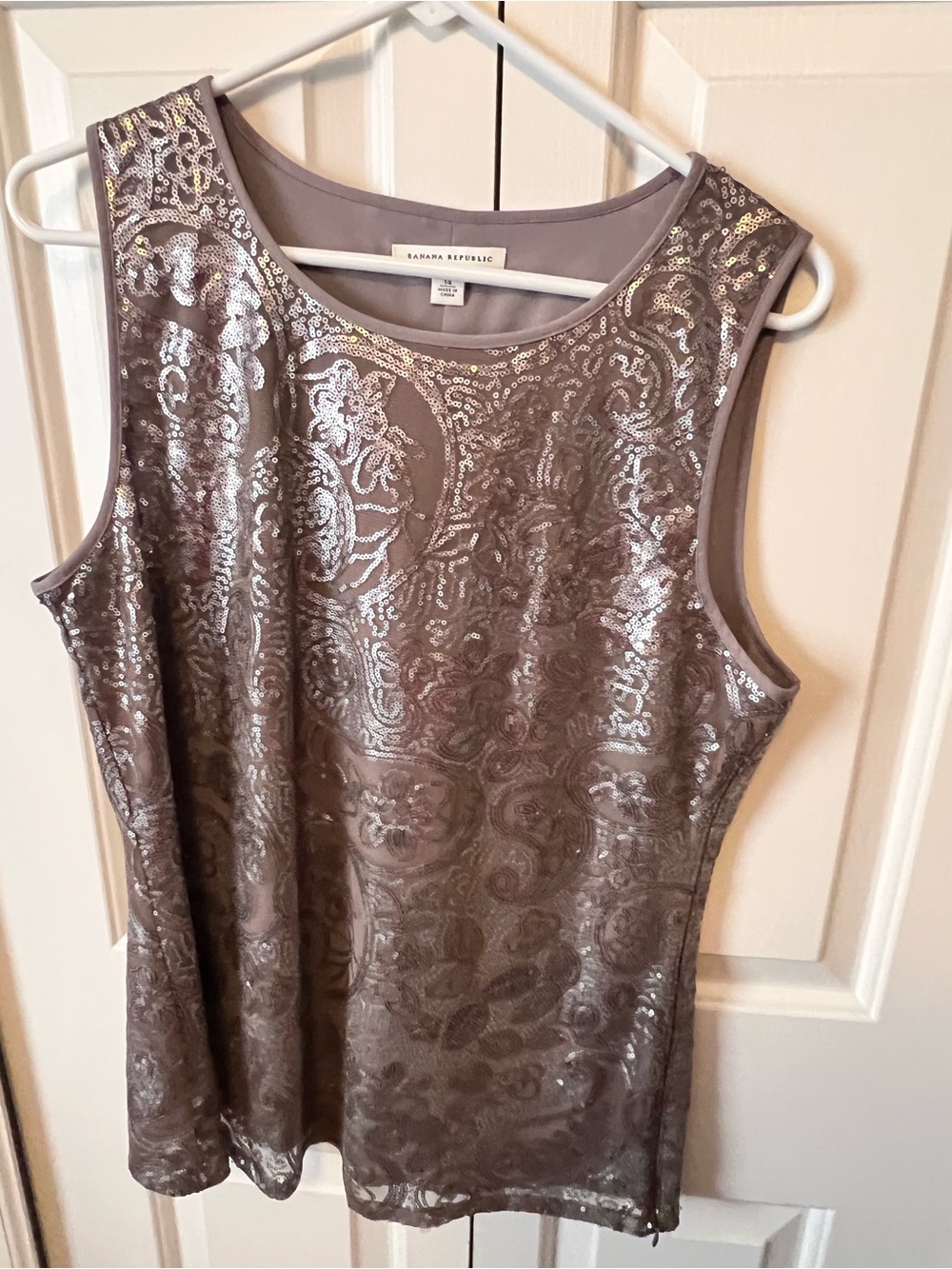 Banana Republic Silver Sequin Tank Top
